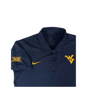 Nike Dri Fit West Virginia Mountaineers WVU Blue Polo Shirt Women's M‎ Stitched